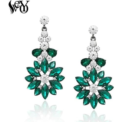 VEYO Full Of Crystal Drop Earrings For Women Long Earring Luxury Earrings Hyperbole High Quality Brincos Pendientes