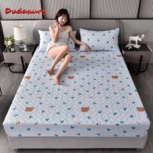 Waterproof Bed Cover Thick Quilted Mattress Cover Washable Fitted Sheet Fashion Printed Queen Sheet Breathable Mattress Cover