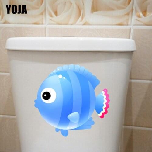 YOJA 24.7*23.6CM Lovely Fish Wall Sticker Decal Toilet BedRoom Home Decor Creative Cartoon T3-0771