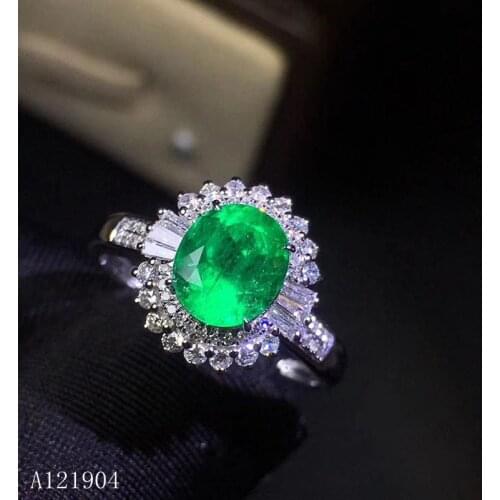 KJJEAXCMY boutique jewelry 925 sterling silver inlaid natural emerald female ring support test