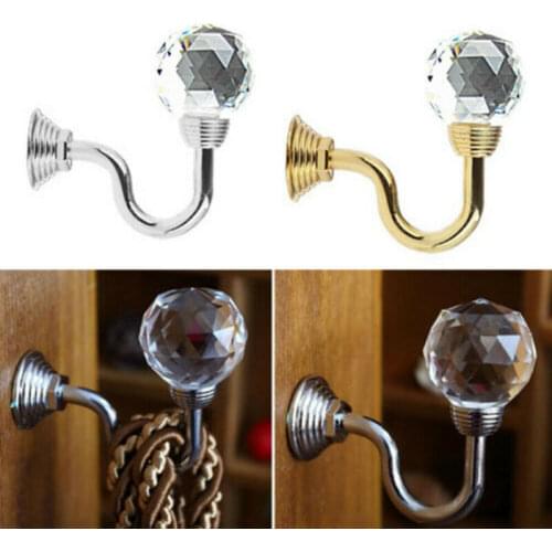 2PCS U Shaped Curtain Holdback Accessories Buckle Hooks Hanger Window Home Decor Vintage Tassel Holder Crystal Ball Wall Mounted