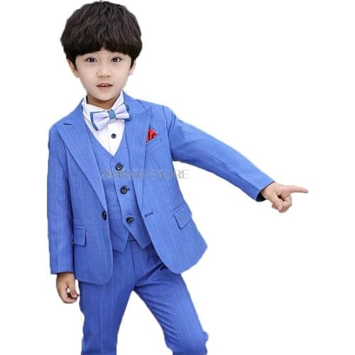 Boys Suit For Wedding Gentleman Kids Formal Jacket +Vest+Pants 3pcs Clothing Set Children chorus Performance Party Dress Costume
