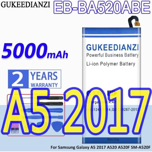 High Capacity GUKEEDIANZI Battery EB-BA520ABE 5000mAh For Samsung Galaxy A5 2017 A520 A520F SM-A520F