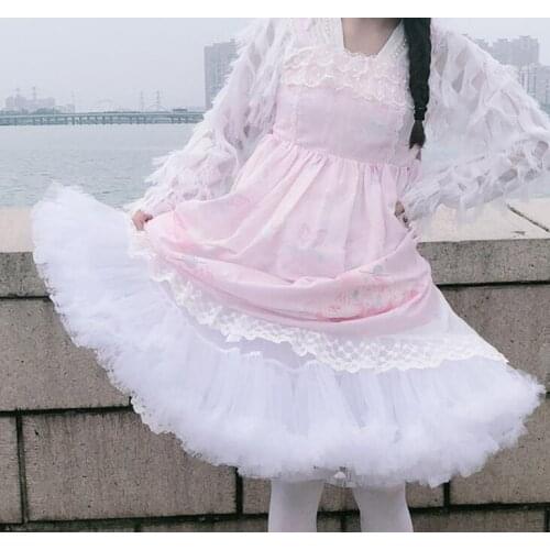 Free Shipping High Quality Rainbow Petticoat Lolita Cloud Fluffy Boneless Cotton Yarn Petticoat for Cosplay for 80-90cm Dress