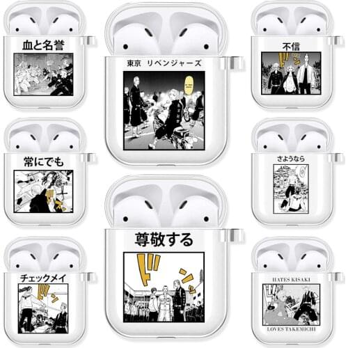 Japan Anime Tokyo Revengers Transparent Airpods Case for Funda Airpods 2/1 Cover Manjirou Sano Ken Ryuuguuji Soft TPU Case Coque
