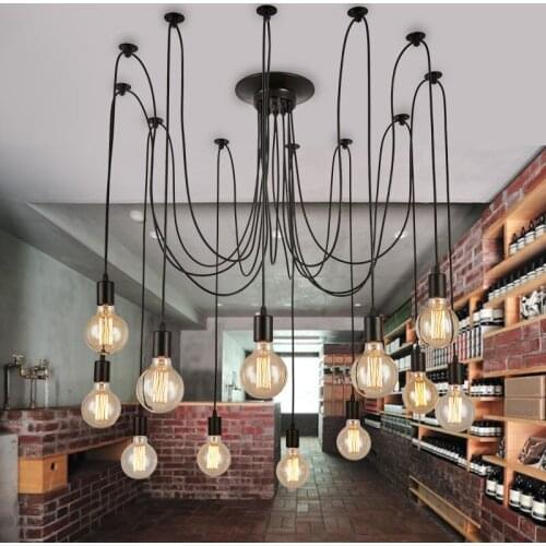 Loft Retro big Spider Chandelier Lighting DIY Lights Edison Retro vintage E27 AC 110V 220V black lighting chandeliers