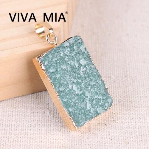 Druza Druzy Pendulum Druze Agates Connectors Quartz Necklace Green Aventurine Pendant Square Natural Stone Jewelry For Bracelet