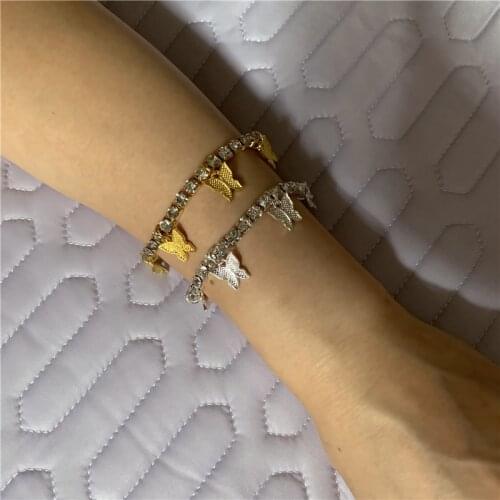 EXCITED ZIRCON European and American fashion hot sale luxury new design butterfly bracelet romantic rhinestone crystal jewelry