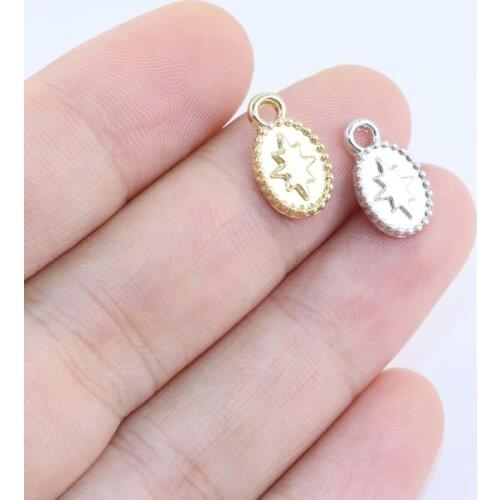 Eruifa 20pcs 10*8mm Mini Star Charms Zinc Alloy Necklace,Earring Bracelet Jewelry DIY Handmade 2 Colors