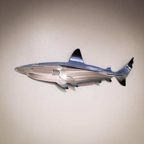 Deep Sea Shark Stainless Steel Art Decoration Luxury Living Room Study Bedroom Corridor Wall Pendant Crafts