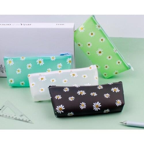 Cute Daisy Pencil Case Canvas Stationery Bag for Girl Stationery Pencil Bag School Supplies Pencil Pouch for Girls