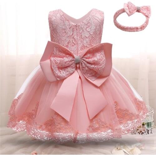Lace Baby Girls Dress for Christmas Party Baby Girl Cute Bow Dresses for Toddler Girls 1 Year Birthday New Year Princess Costume