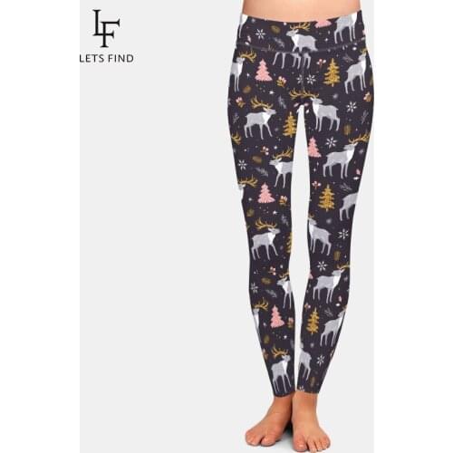 LETSFIND 3D Milu Deer Print High Quaility Milk Silk Print Leggings Fashion New High Waist Fitness Plus Size Women Leggings