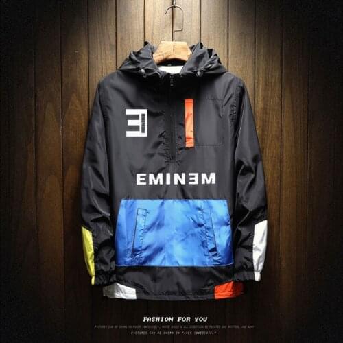 Hot sale clothing brand mens outdoor waterproof jacket Loose zipper jacket hooded design Hip hop sports men jacket M-5XL