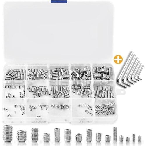 300 Pieces Hexagon Socket Screws Kit M2.5/M3/M4/M5/M6/M8 with Hexagon Wrenchs for Door Handle Faucets Lamp Repair 85DA