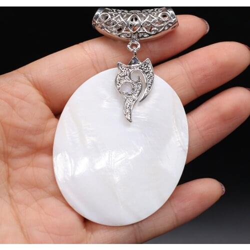 Charms Natural Shell Pendant Fine White Mother Shell Pendant for Women Men DIY Jewelry Necklace Making Gift Size 45x55mm