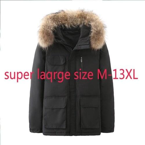 New High Quality Fur Collar Down Jacket Men Young Winter Short Fashion White Duck Down Thick Casual Plus Size M-10XL11XL12XL13XL