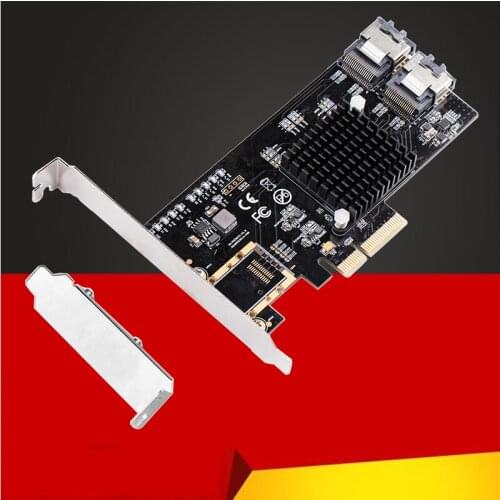 QINDIAN Add On Cards PCI-E/PCIE SATA Card PCI Express SATA Controller PCIE to SATA 3.0 Card 8Port SATA3 Expansion Adapter +Cable