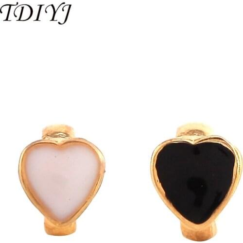 TDIYJ Newest Deluxe 6MM Diameter Gold Heart Shape Charms fit for Leather Bracelets as Gifts to Girlfriend 6Pcs/lot