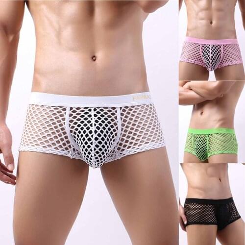 Porno Mens Mesh Briefs Low-waist Temptation Sexy Underwear Erotic Transparent Boxers Sexy Lingerie Breathable Jockstrap Shorts