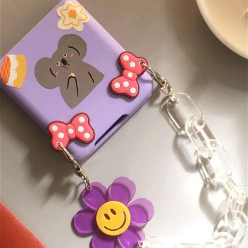 Japanese and Korean For Samsung galaxy z flip chain mobile phone case folding protective cover f7000 cartoon womens cute