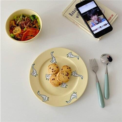 Yellow Cartoon Ceramic Round Salad Plates Vintage Plate Dessert Fruits Snake Wedding Plate Stands For Cakes