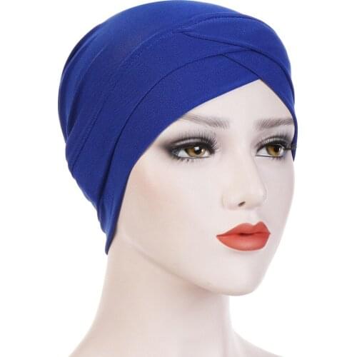 Ruffle Muslim India Hat Women Solid Color Adjustable Stretch Slouchy Beanies Skullies Chemo Cap Turban Wrap Gorras Mujer A40
