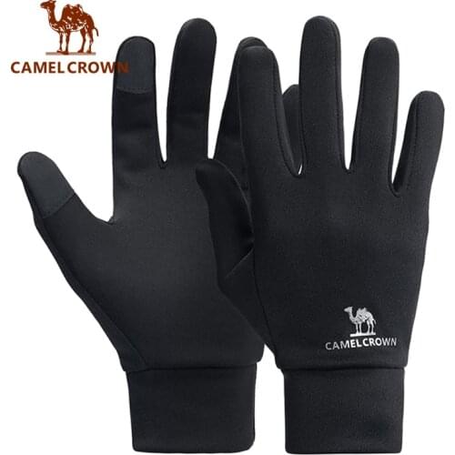 CAMEL Winter Running Fitness Motor Sports Gloves for Men Women Plus Velvet Warm Bicycle Outdoor Gloves Trekking Elastic Touch