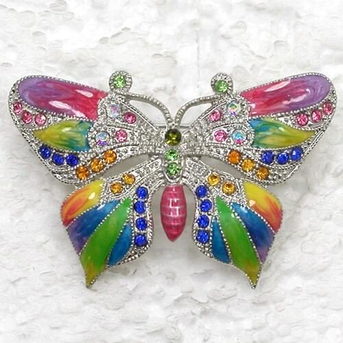 12pcs/lot Wholesale Fashion Brooch Rhinestone Enamel Butterfly Pin brooches jewelry gift C101582