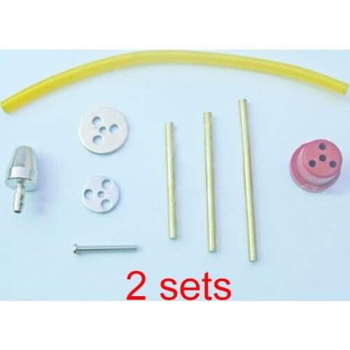 2Sets Fuel Tank Accessories Anti-gasoline Fuel Tank Plug Fittings Set 4MM Brass Tubes for RC Airplane/Helicopter/Fixed Wing