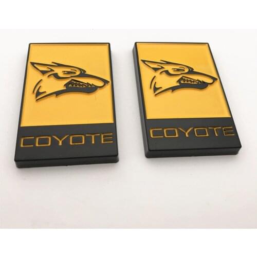 2PCS Black Yellow Coyote Logo For Car Fender Side Or Rear Trunk Tailgate Badge Sticker Decal