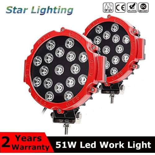 7INCH 51w LED work light spot beam Driving lights for offroad Truck Tractor ATV SUV UAZ auto 4WD 4x4 ramp 12V 24V 6500k car lamp