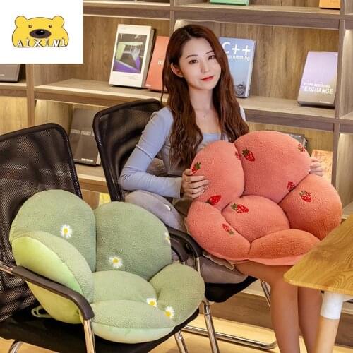 AIXINI Kawaii Pillow Fruit Flower Seat Cushion Stuff Flower Plush Soft Sofa Home Chair Cushion Decor Children Gift Toy Plushie