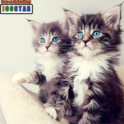 5D DIY Diamond Painting Cat Crystal Diamond Painting Cross Stitch Lovely Lovers Cat Animal Needlework Home Decorative