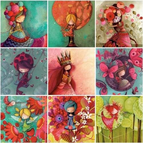 Diamond Painting Full Square Girl Cross Stitch Dimond Mosaic Bead Embroidery Cartoon Picture Rhinestone Art Home Wall Decor