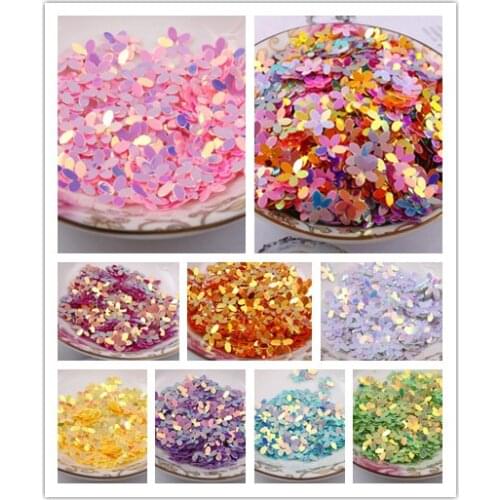 30g/lot PVC Sequins 10mm Flower With 1 Center Hole Plum Blossom Cup Loose Sequins Shining Multicolors