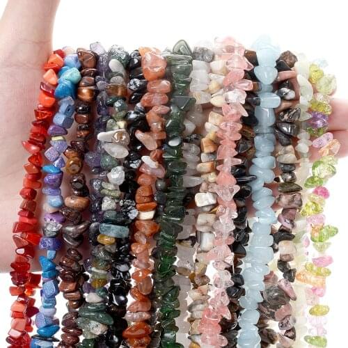 Natural Ireegular Chip Gravel Stone Beads Aquamarines Turquoises Tiger Eye Agates Jades Crystal Bead for DIY Jewelry Making 16