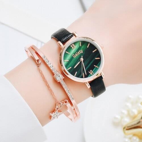 Luxury Women Bracelet Quartz Watches For Women Leather Watch Ladies Sports Dress Green Dial Wrist Watch Clock Relogio Feminino