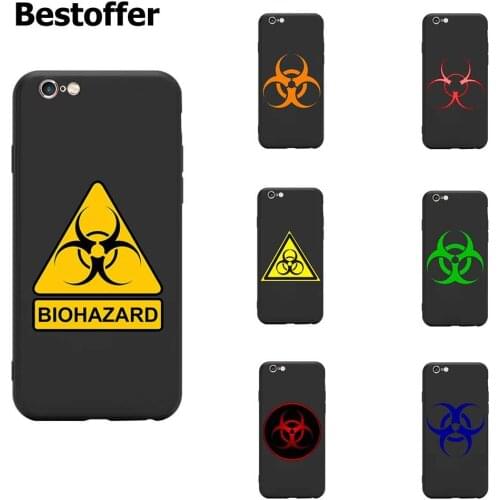 Biohazard Warning Caution Radiation Logo Icon Sign Red Theme TPU Phone Cases For iPhone 8 S XR X Plus 11 Pro Max