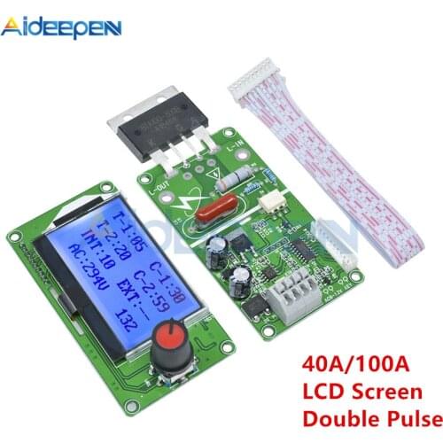 40A 100A LCD Display Digital Double Pulse Encoder Spot Welder Welding Transformer Controller Board Electric Spot Welding