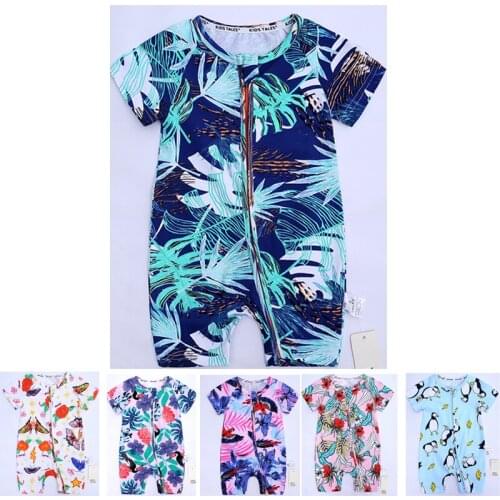 Newborn Baby Boy Girl Cotton Cartoon Summer romper for babies Toddlers short Sleeve Floral Print costume Pyjamas Kids Clothing