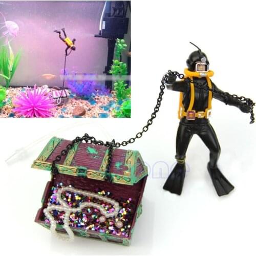 Treasure Hunter Diver Action Figure Fish Tank Ornament Aquarium Decor Landscape