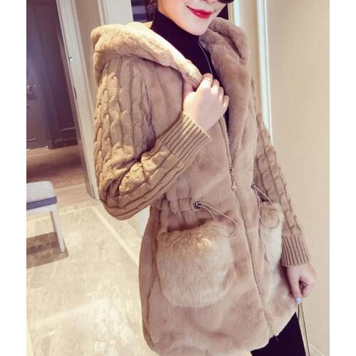 Elegant Faux Fur Coat Women Hooded Warm Soft Zipper Fur Jacket Female Plush Overcoats Casual Outwear Autumn Winter plus size 4XL
