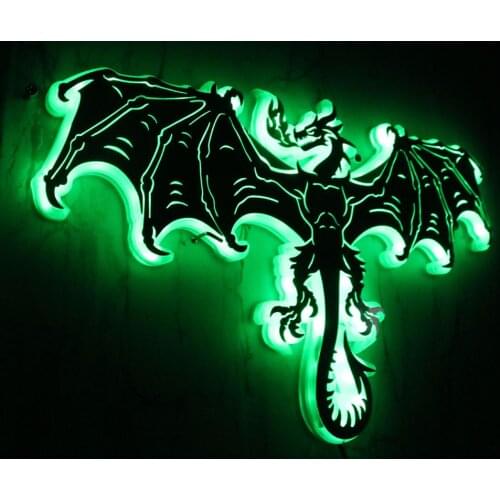 European Flying Dragon LED Luminous Wall Mirror Evil Dragon Atmosphere Lamp Glow in Dark Color Changing Wall Light For Bed Room
