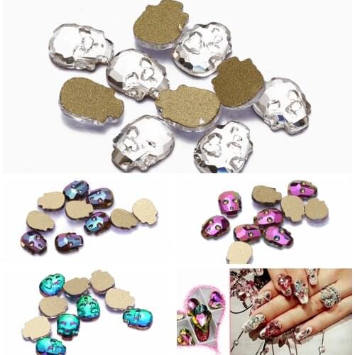 Flatback 6*8mm Skull Head Design Crystal 50pcs For Scrapbook Art DIY Craft Nail Shoes Clothes Phone Stickers Decorations