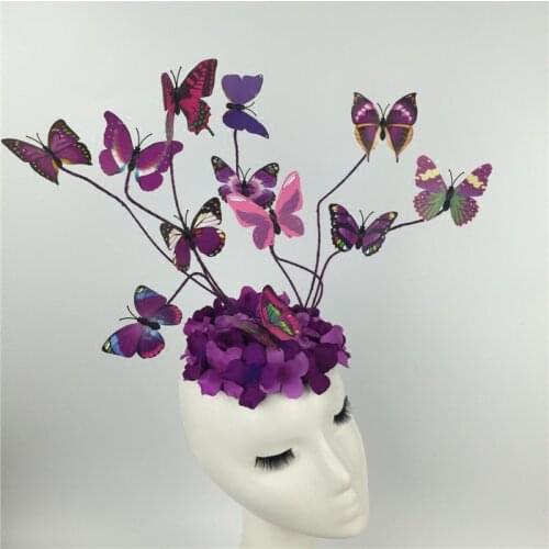 Butterfly Floral Hairband Girls Princess Queen Headwear Model Catwalk Makeup Accessories Stage Performance Headdress