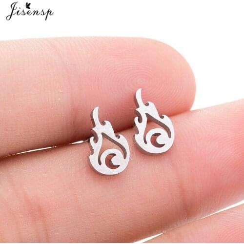 Jisensp New Women Exclusive Flame Earrings Creative Fire Simple Stud Earrings Hip Hop Night Club Girls Punk Earings Jewelry Gift