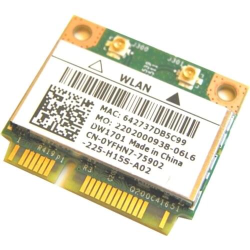 Card for Dell Wireless DW1701 802.11B/G/N WLAN Bluetooth PCIe Half BCM94313HMGB YFHN7