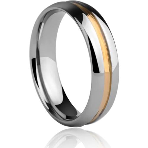 Classic Design 6/8mm Width Tungsten Carbide Rings Dome Band Engraving and Gold Plating in the Surface for Woman Man Wedding