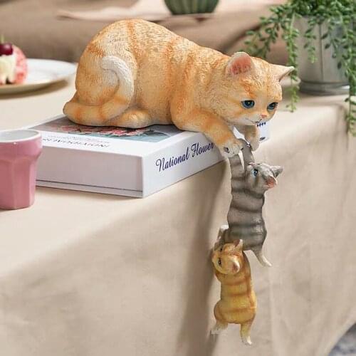 Creative Resin Mother and Child Cats Figurines Ornaments Nordic Animal Craft Living Room Furnishings Home Decoration Accessories